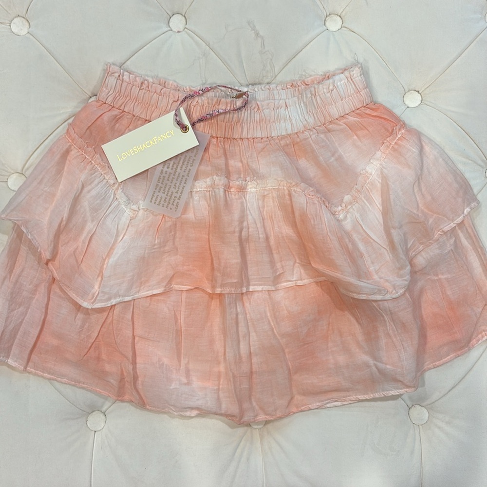 LoveShackFancy Blush Ruffled Mini Skirt